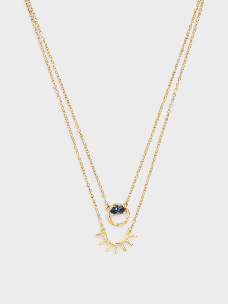 Swarovski® Crystal Pendant Princess Necklace, Gold, hi-res