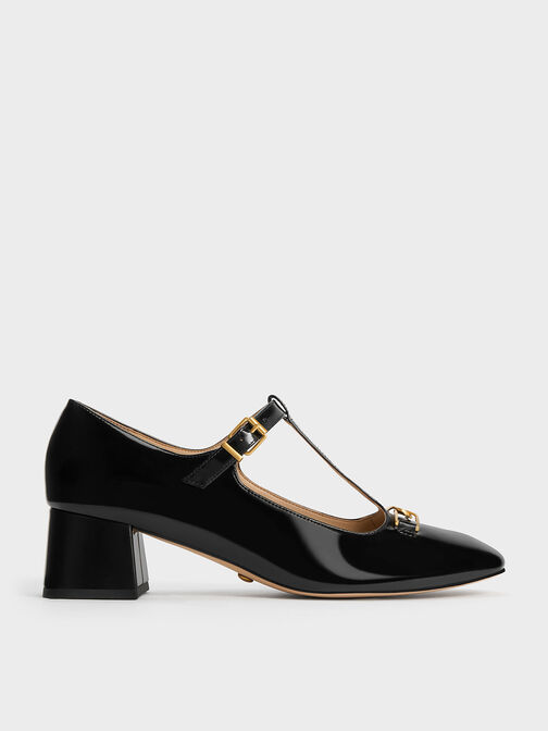 Gabine Leather T-Bar Mary Jane Pumps, Black Box, hi-res