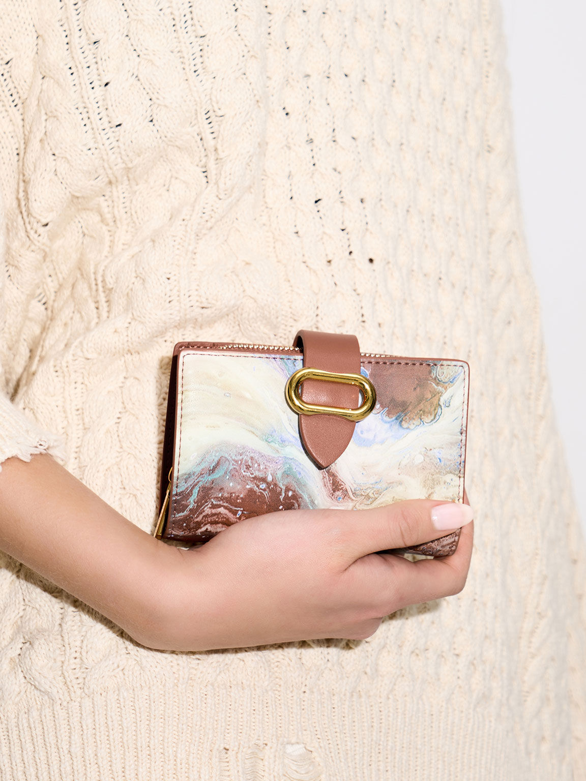 Daki Swirl-Print Belted Wallet, Multi, hi-res