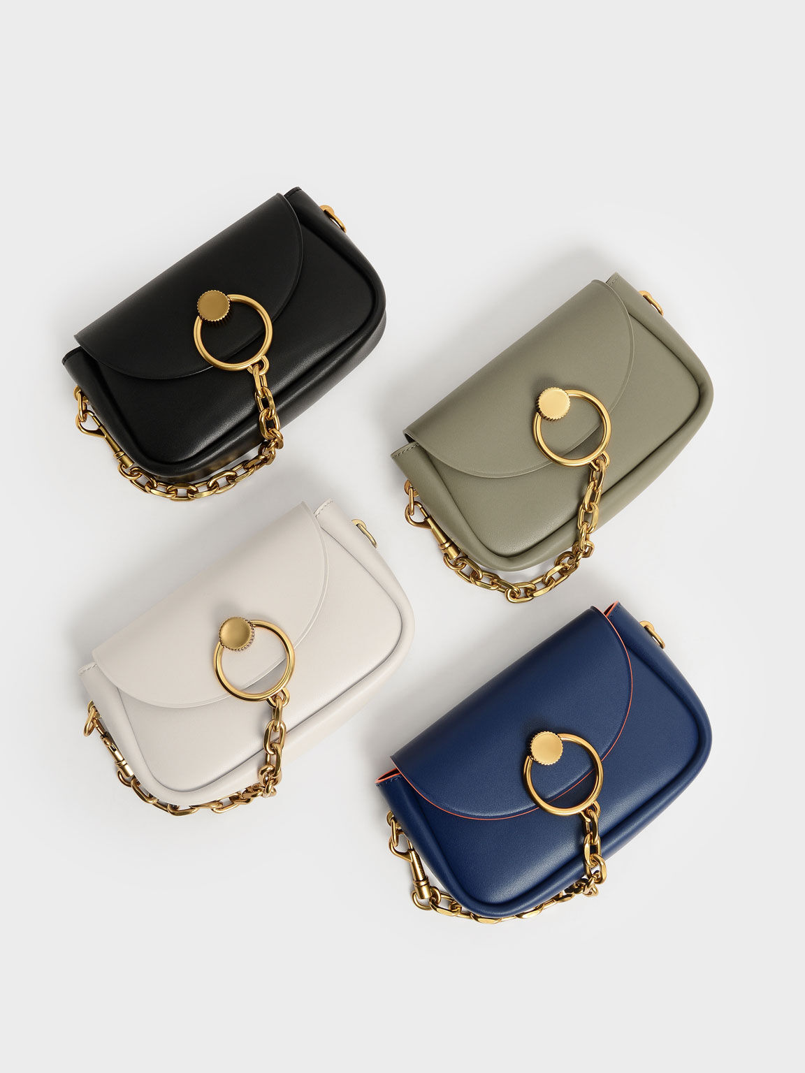 Navy Becca Chunky Chain Link Crossbody Bag CHARLES KEITH International