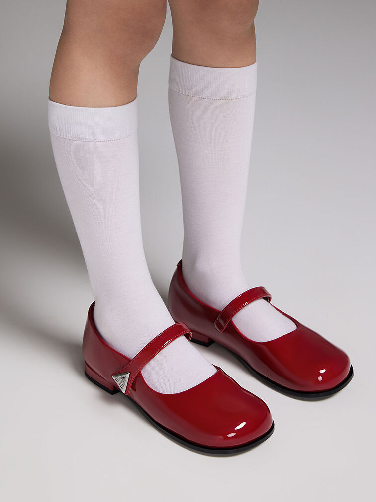 Trice 三角釦兒童瑪莉珍鞋, 紅色, hi-res
