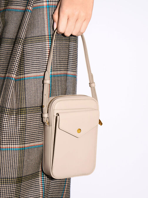 Bonnie Padded Phone Pouch, Beige, hi-res