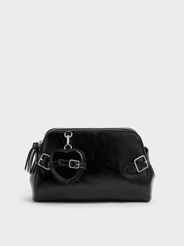 Nellie Heart-Charm Shoulder Bag, Noir, hi-res