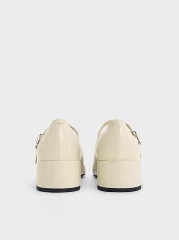 Mary Janes con tacón de bloque y doble tira, Blanco tiza, hi-res