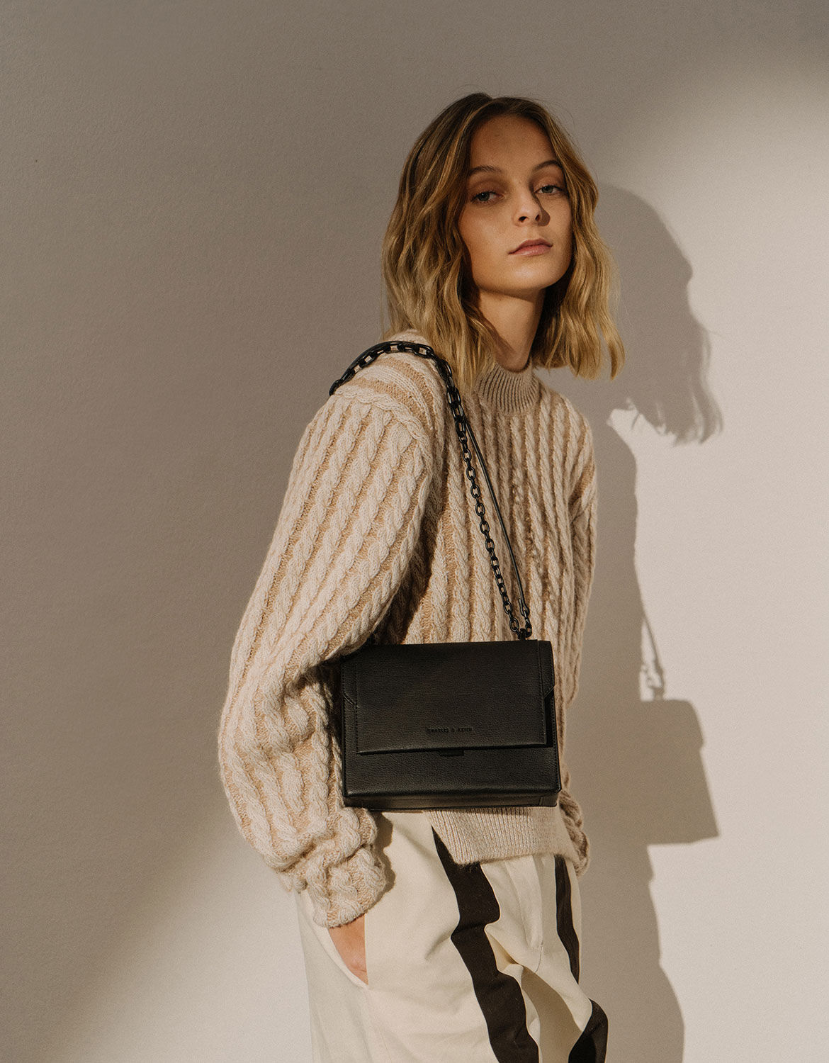 Chain handle evening sales bag charles and keith