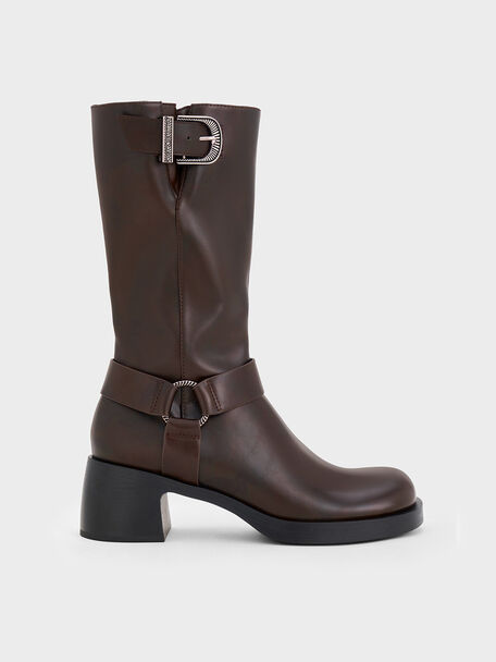 Botas moteras Kirke de media caña con hebilla, Marrón oscuro, hi-res