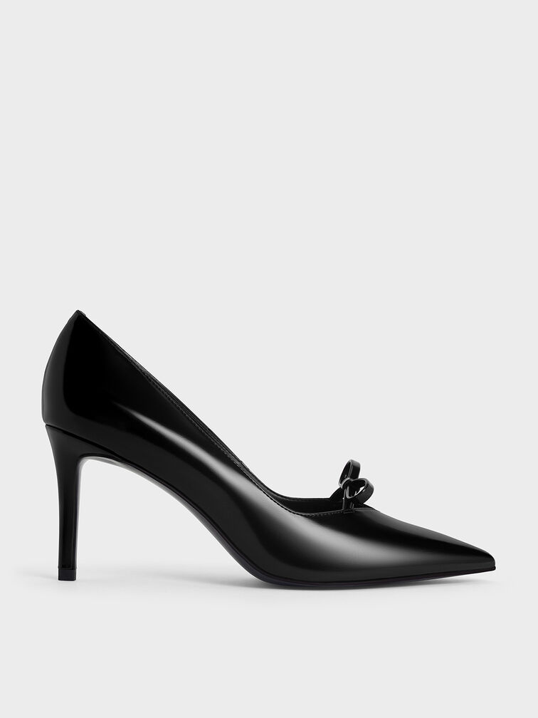 Bow Pointed-Toe Stiletto-Heel Pumps, Black Box, hi-res