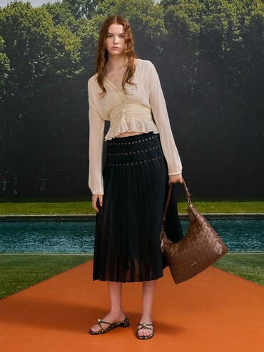 Ivette 編織流浪包, 巧克力, hi-res