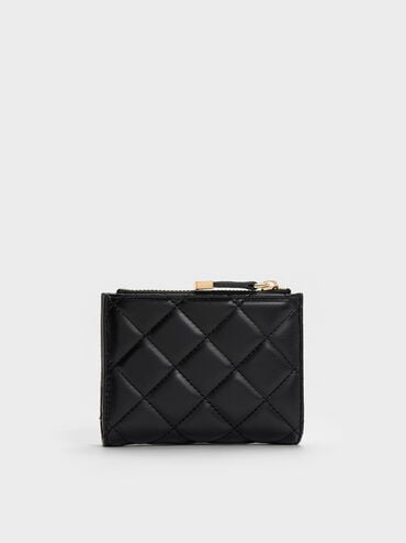 Alva Quilted Top-Zip Small Wallet, Black, hi-res