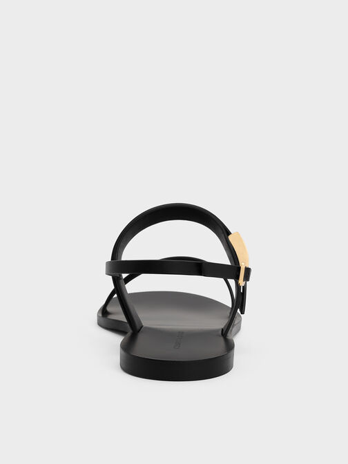 Yvette Double-Strap Sandals, Black, hi-res