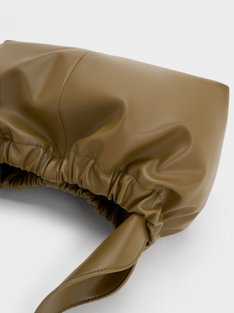 Bolso holgado Ally con efecto arrugado, Caqui, hi-res
