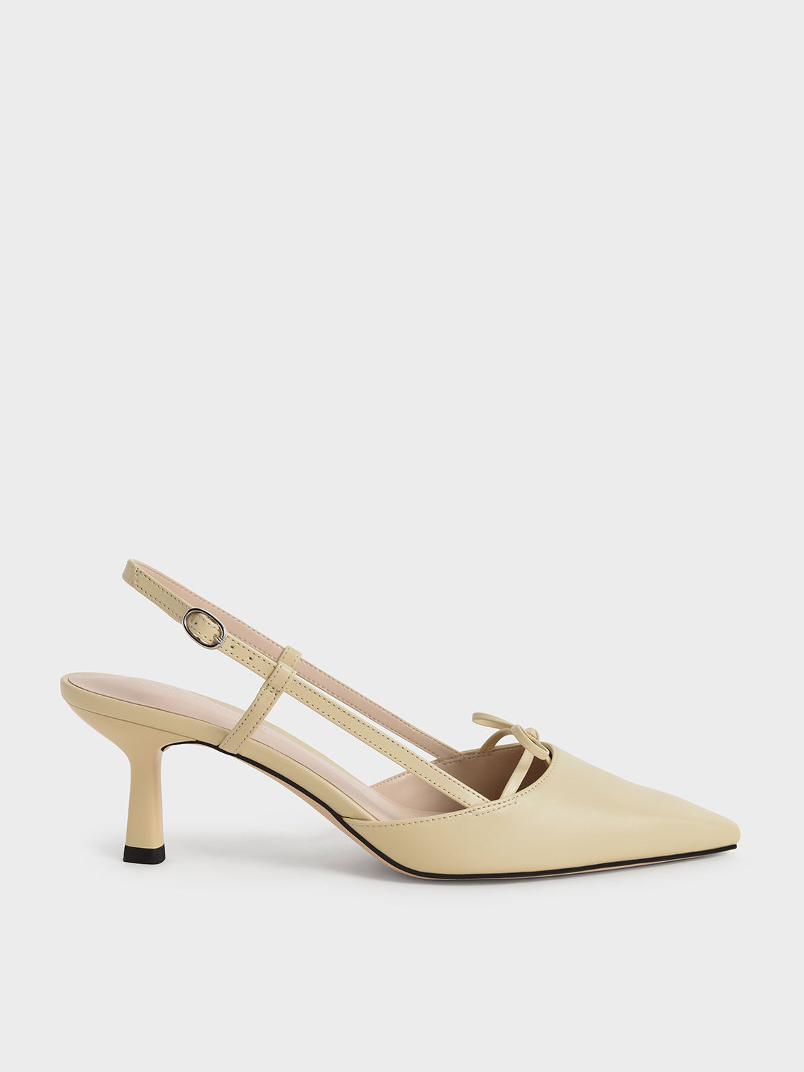 White Gabine Leather Slingback Pumps - CHARLES & KEITH KR