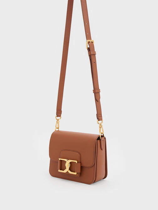 Gabine Leather Crossbody Bag, Cognac, hi-res