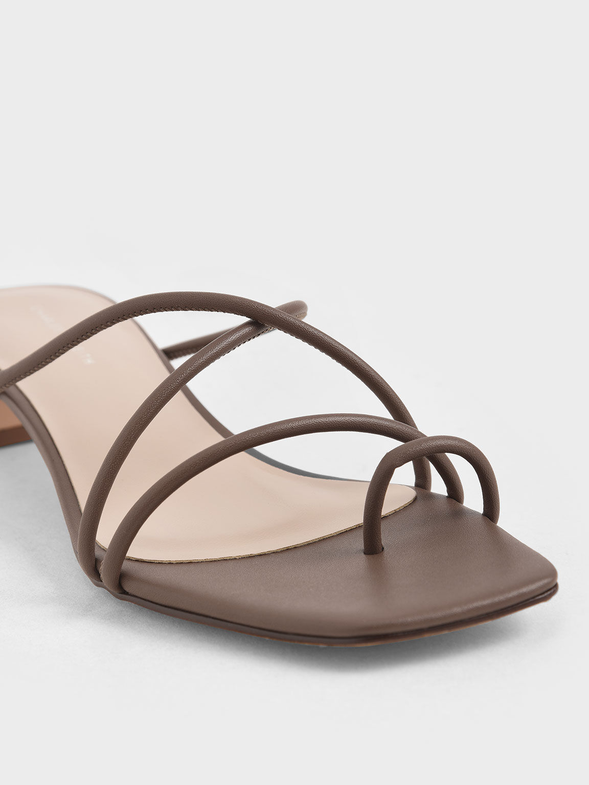 Strappy Toe Ring Sandals, Brown, hi-res