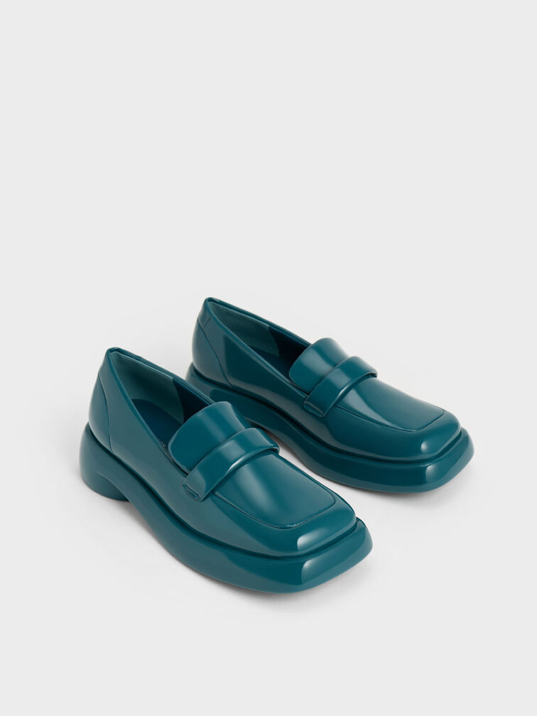 Lula Patent Penny Loafers, Turquoise, hi-res