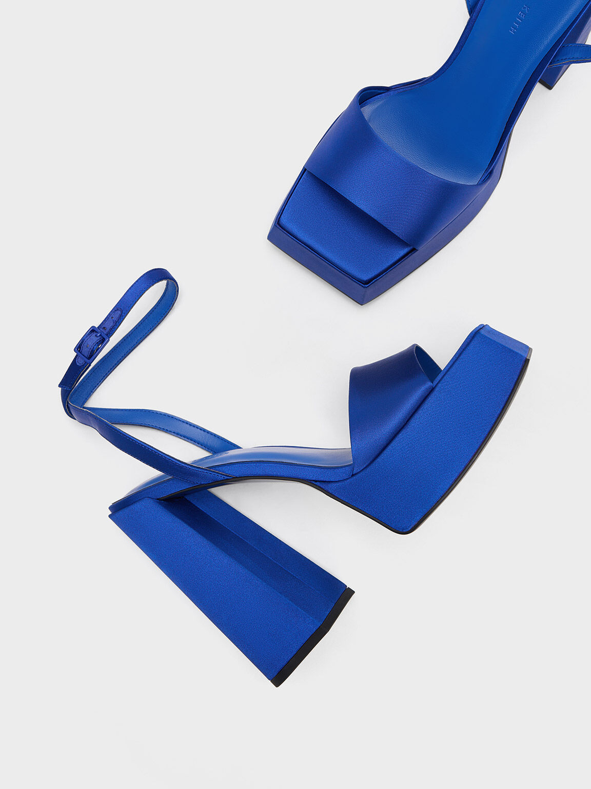 Recycled Polyester Ankle-Strap Platform Sandals, Blue, hi-res