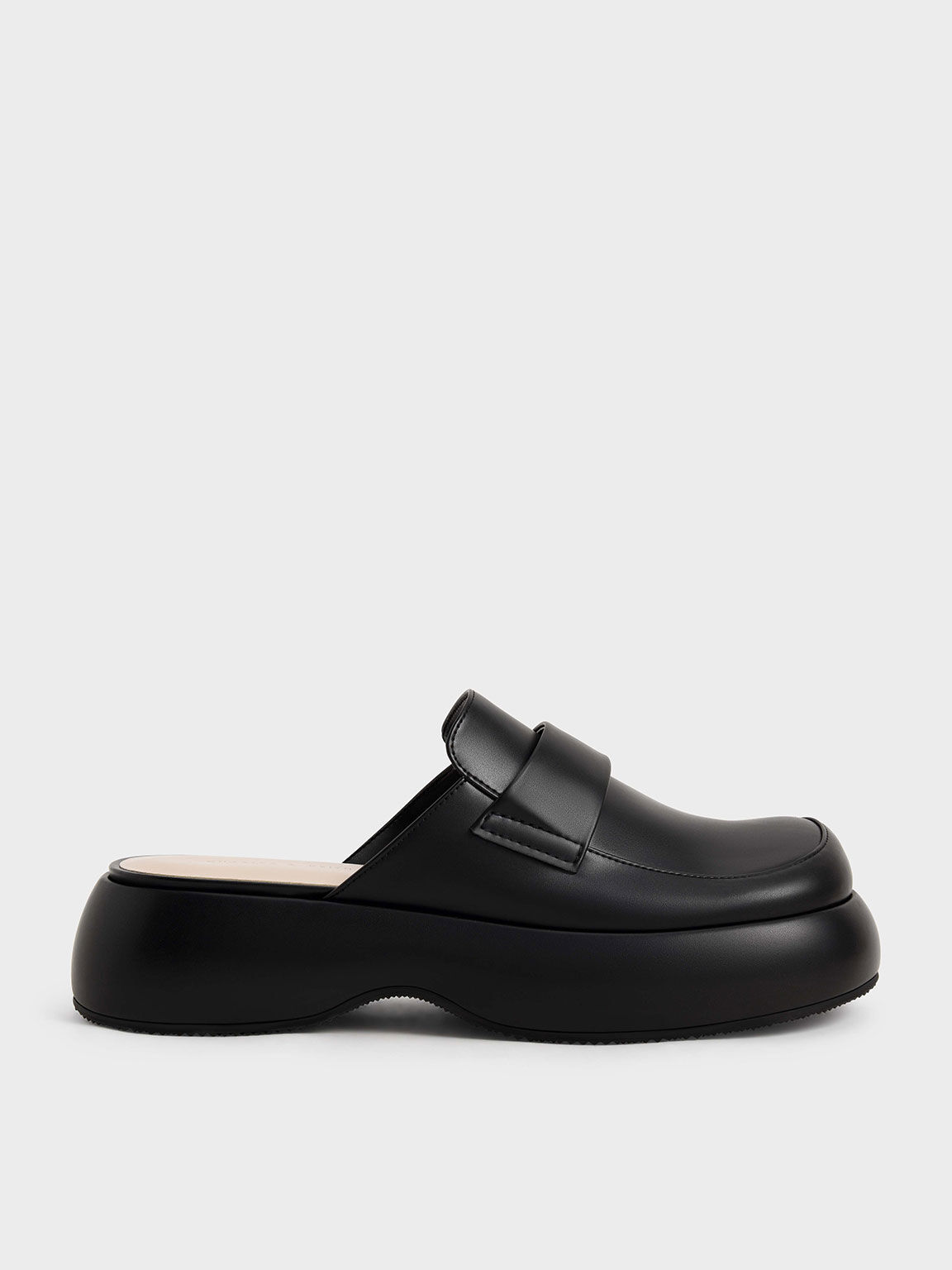 Black Rory Platform Penny Loafer Mules - CHARLES & KEITH HK
