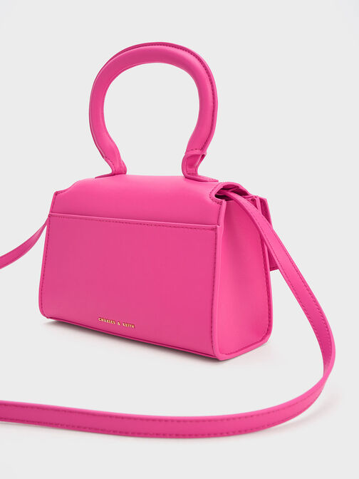 Clover Curved Handle Bag, Fuchsia, hi-res