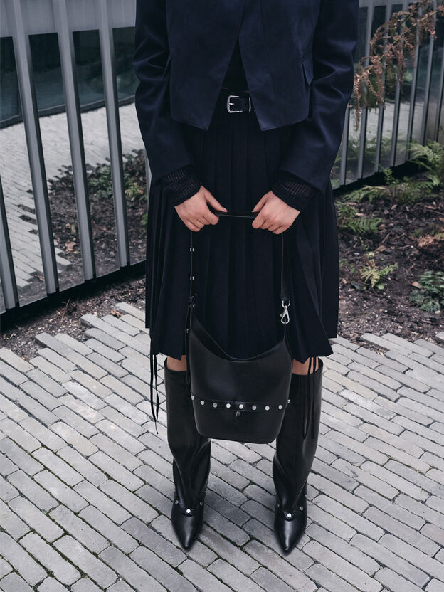 Bobbie Studded Convertible Bucket Bag, Noir, hi-res