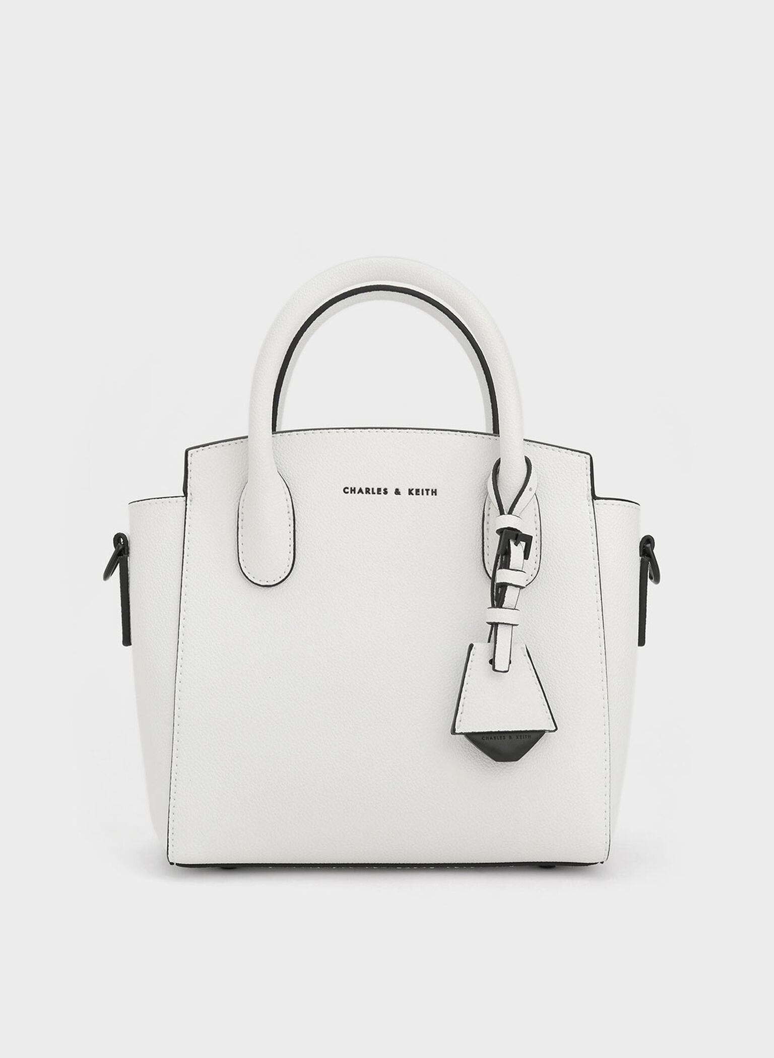 Harper Structured Top Handle Bag, White, hi-res
