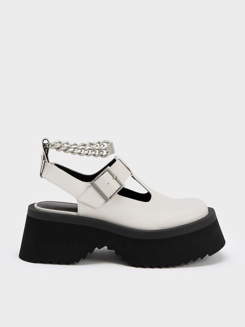 Chunky Chain Cut-Out Mary Janes, White, hi-res