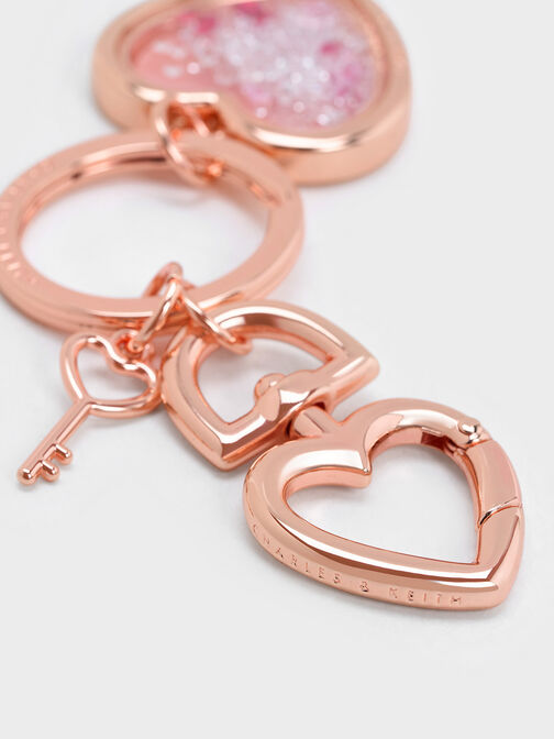 Heart Lock Crystal Keychain, Rose Gold, hi-res