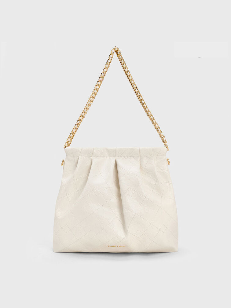 Duo Double Chain Hobo Bag, Cream, hi-res