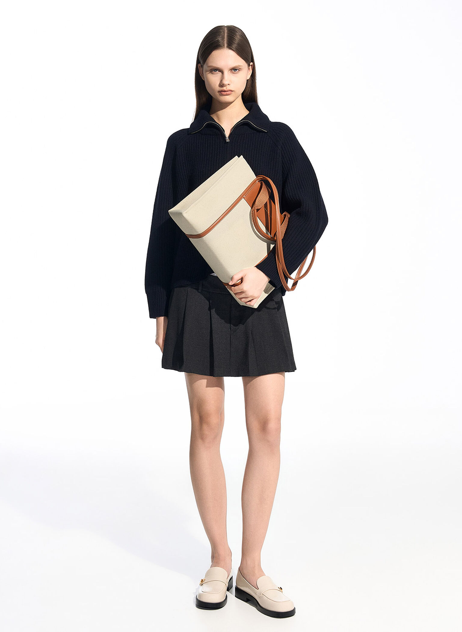 Bolso tote Shalia grande con doble asa, Coñac, hi-res