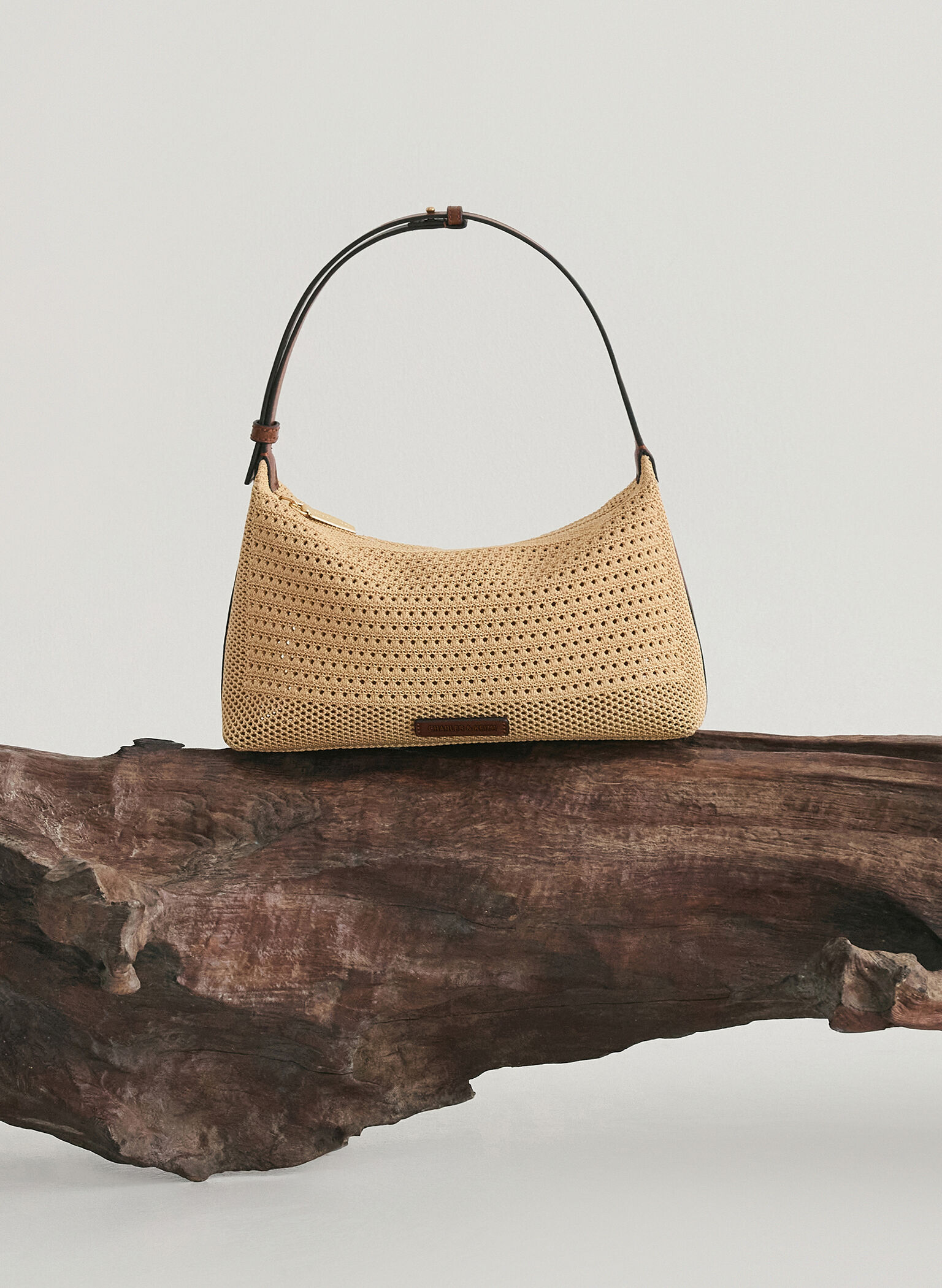 Ida Knitted Shoulder Bag, Beige, hi-res