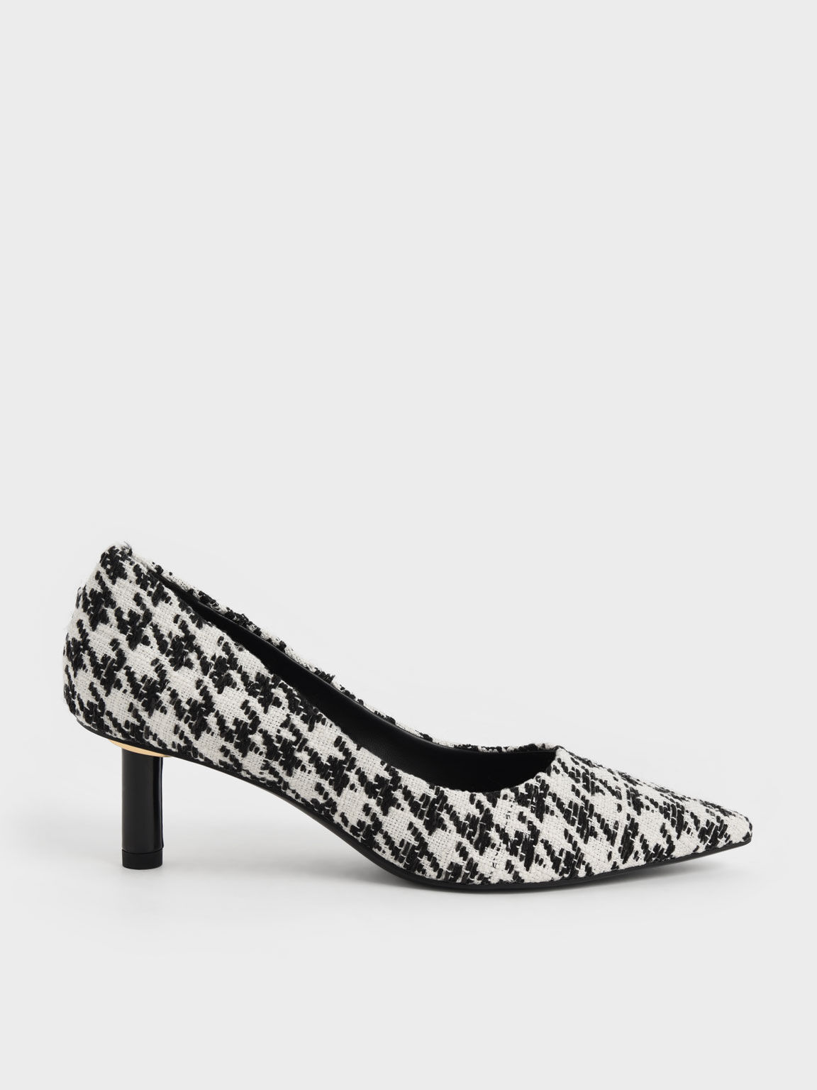 Houndstooth Print Cylindrical Kitten Heel Pumps, Multi, hi-res