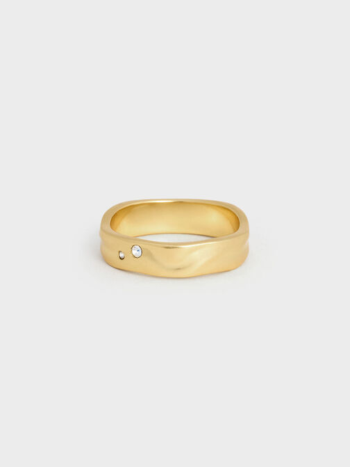 Anillo esculpido Ottilie, Dorado pulido, hi-res