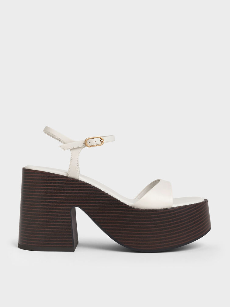 Ankle-Strap Platform Sandals, White, hi-res