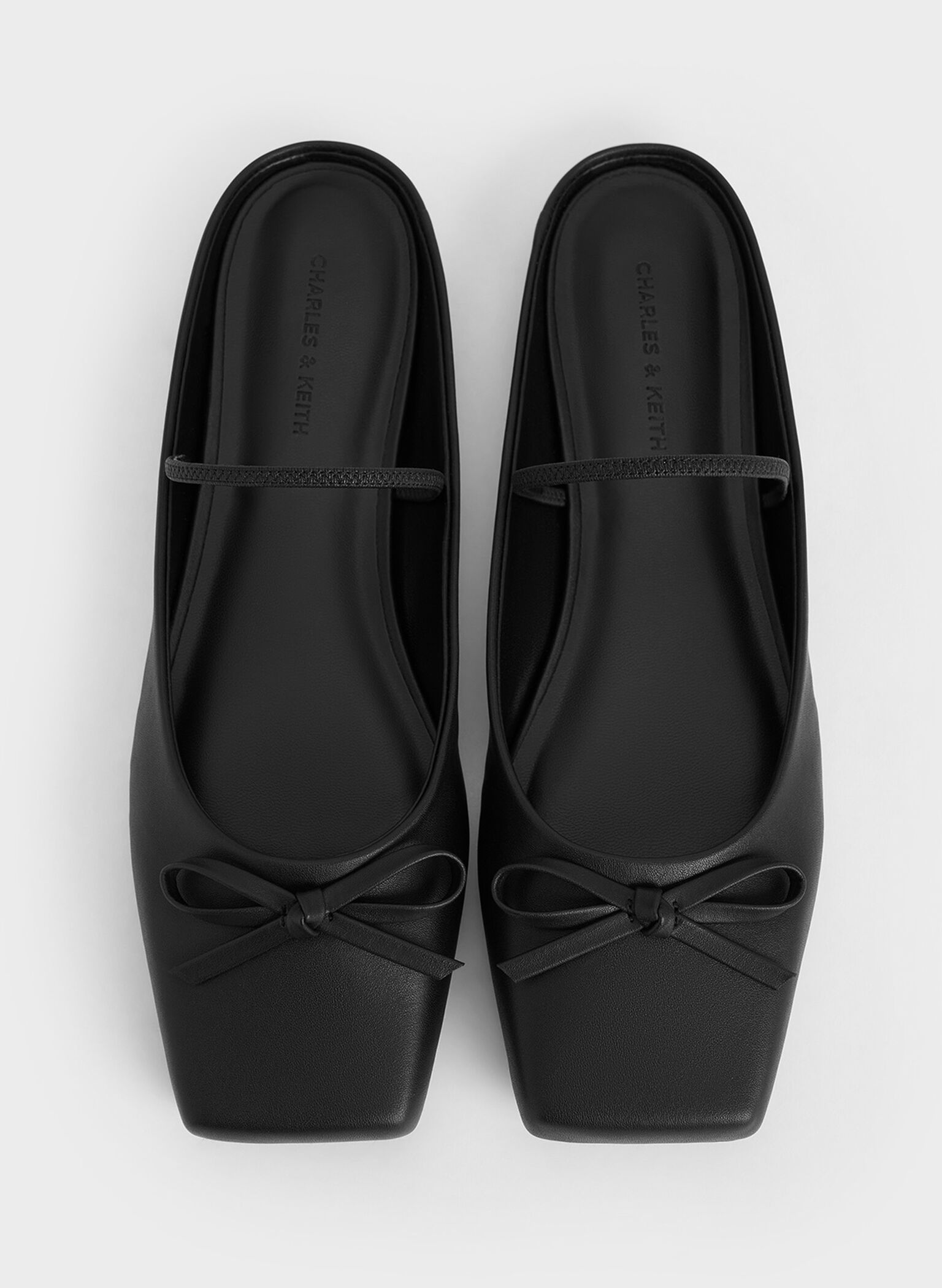 Bow Square-Toe Ballet Mules, Black, hi-res