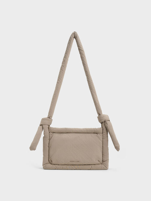 Errya Nylon Puffy Crossbody Bag, Taupe, hi-res