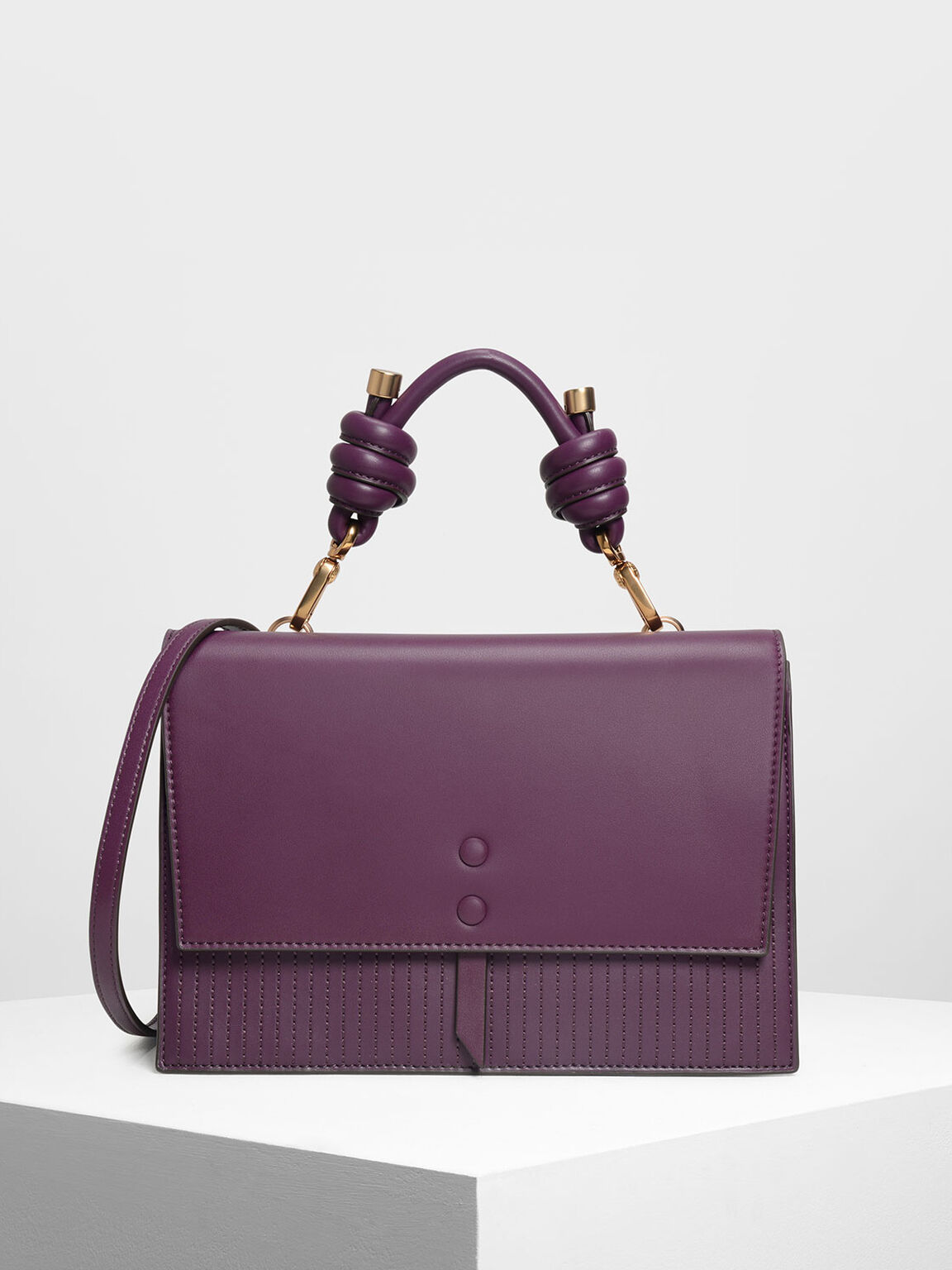 Purple Knotted Detail Handle Bag Charles Keith In