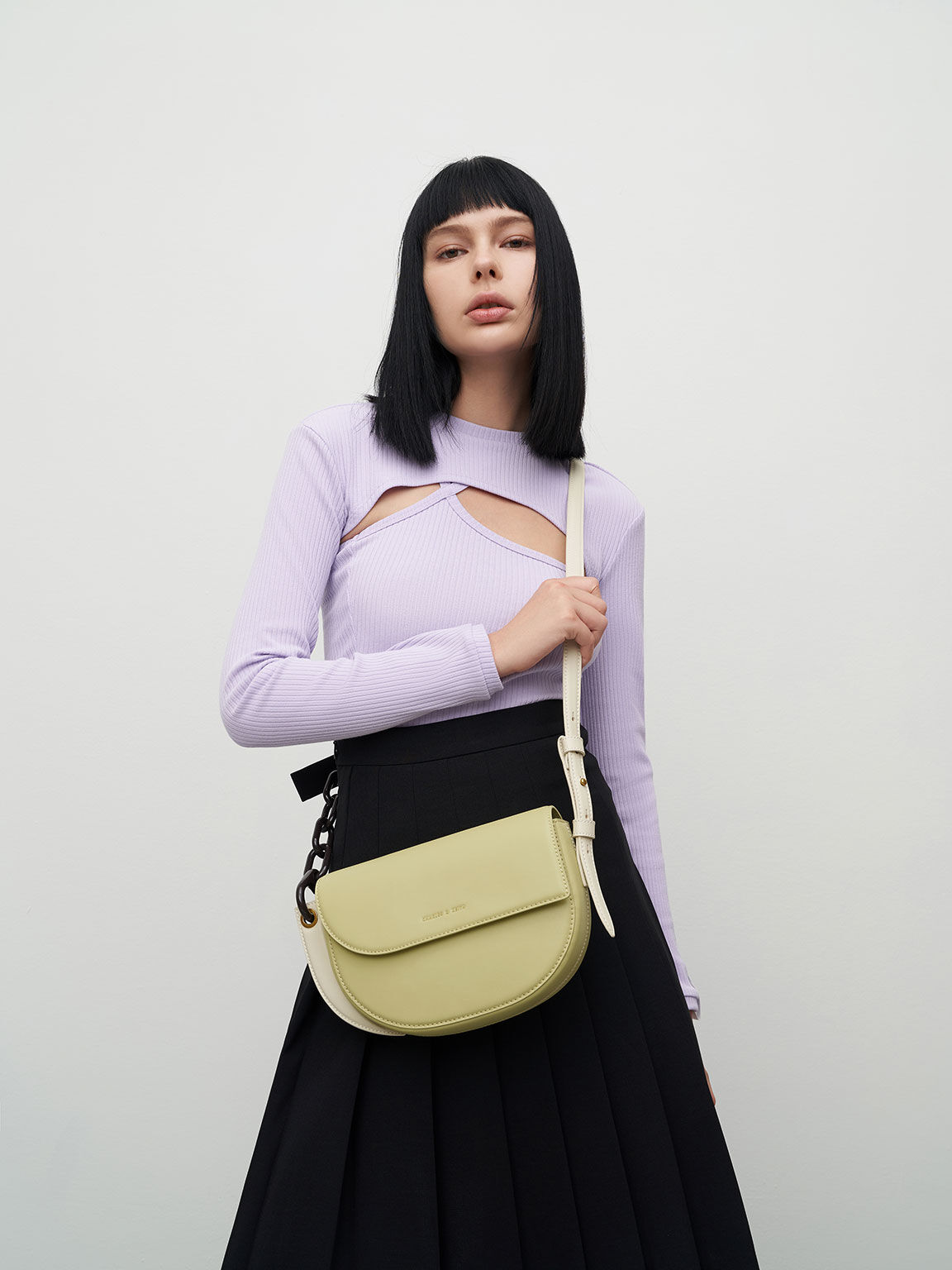Lime Alden Half Moon Bag CHARLES KEITH KR