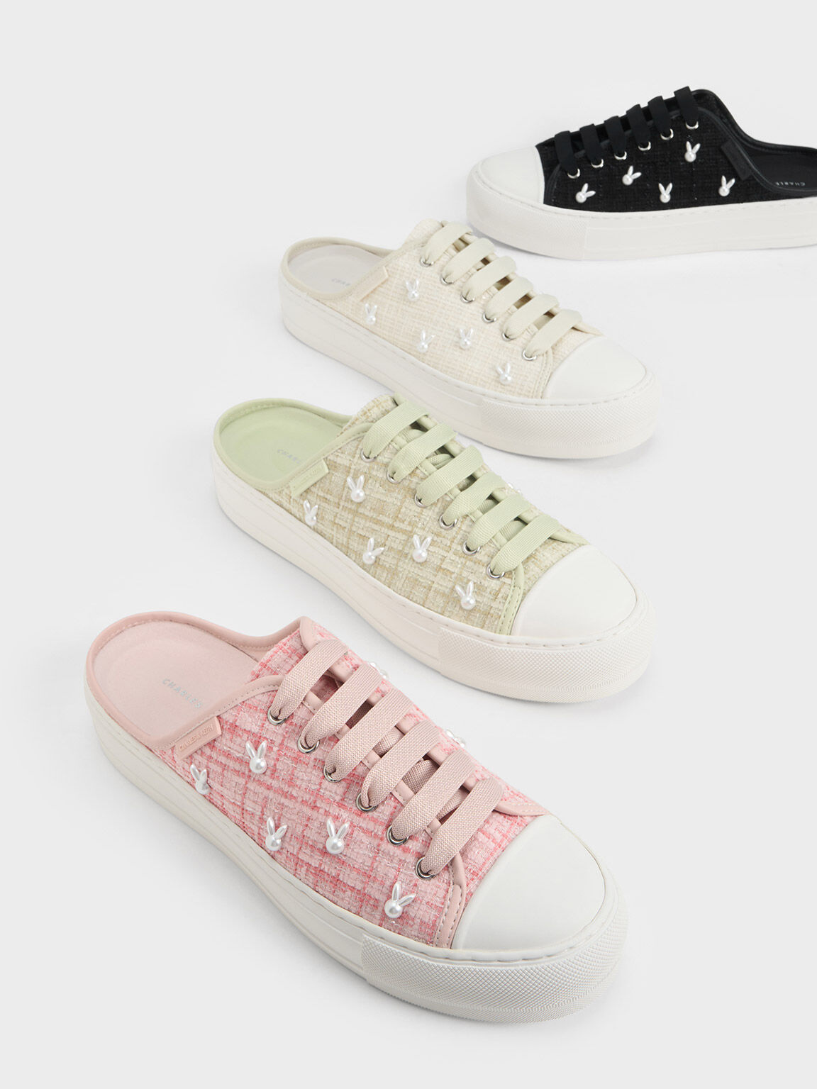 Bunny Tweed Slip-On Sneakers, Chalk, hi-res
