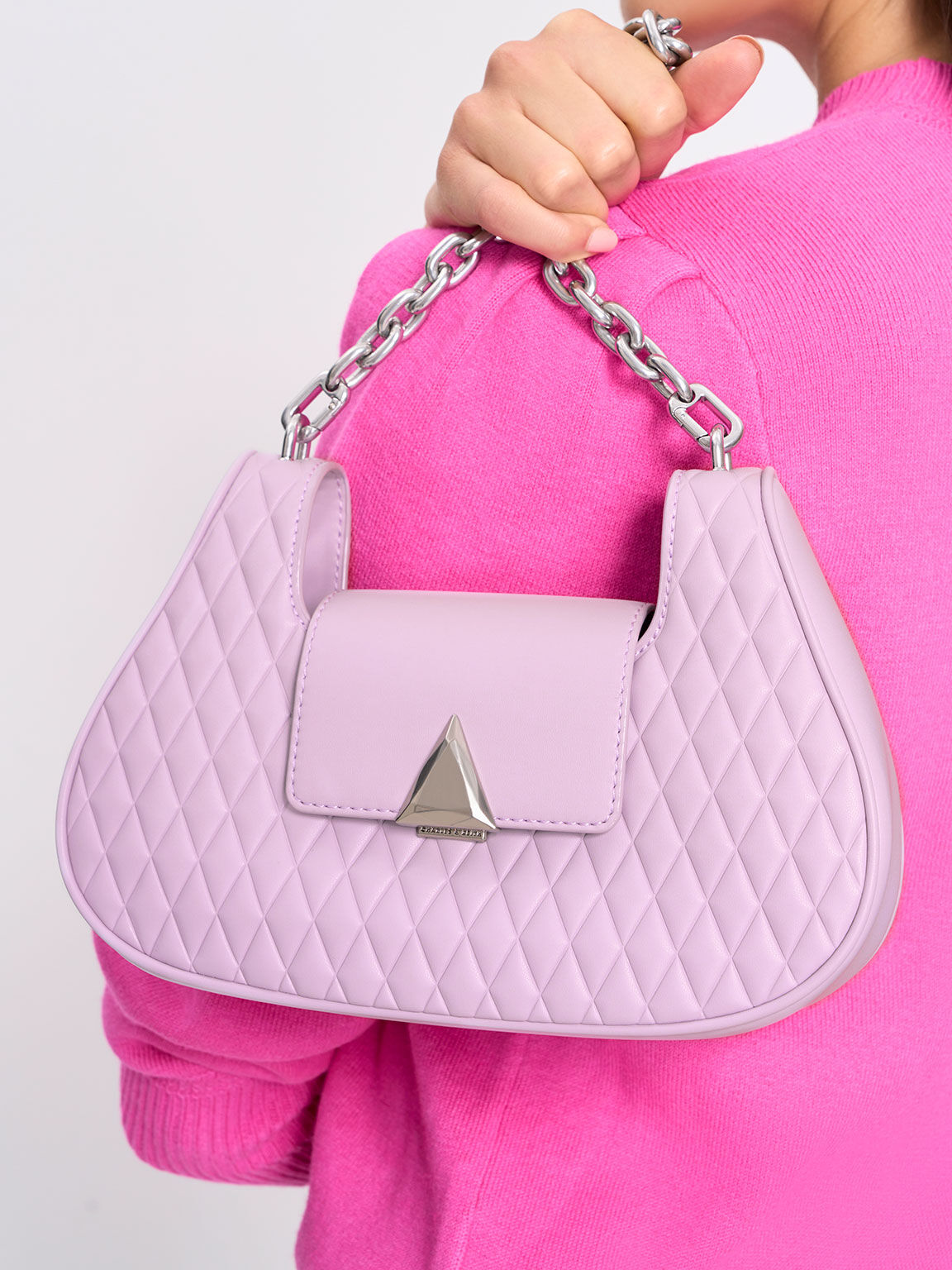 Quinlynn Curved Shoulder Bag, Lilac, hi-res