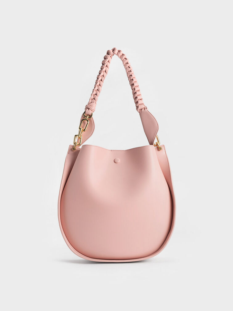 Cleona Braided Handle Shoulder Bag - Light Pink