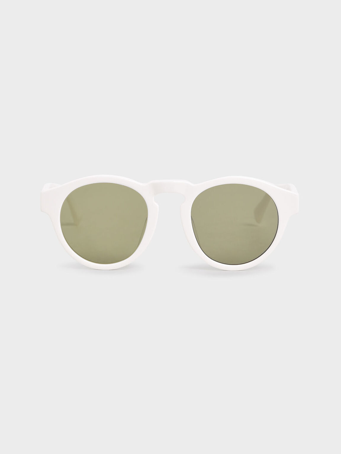 Round Acetate Sunglasses, White, hi-res