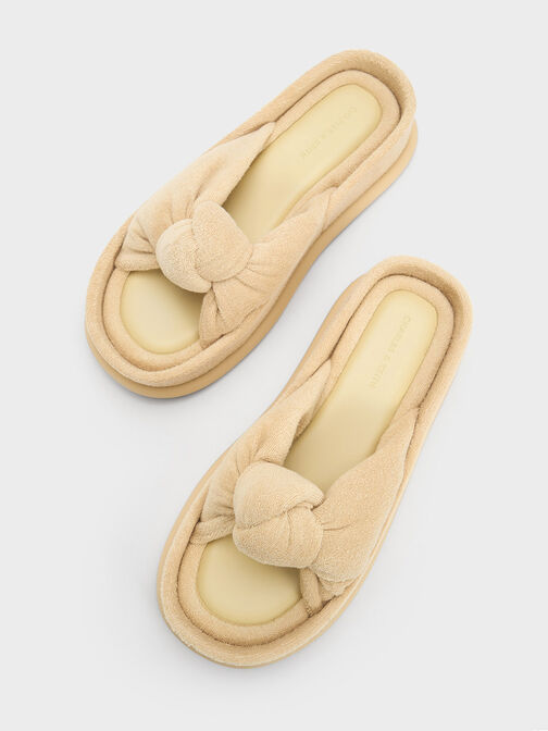 Loey Textured Knotted Slides, Beige, hi-res