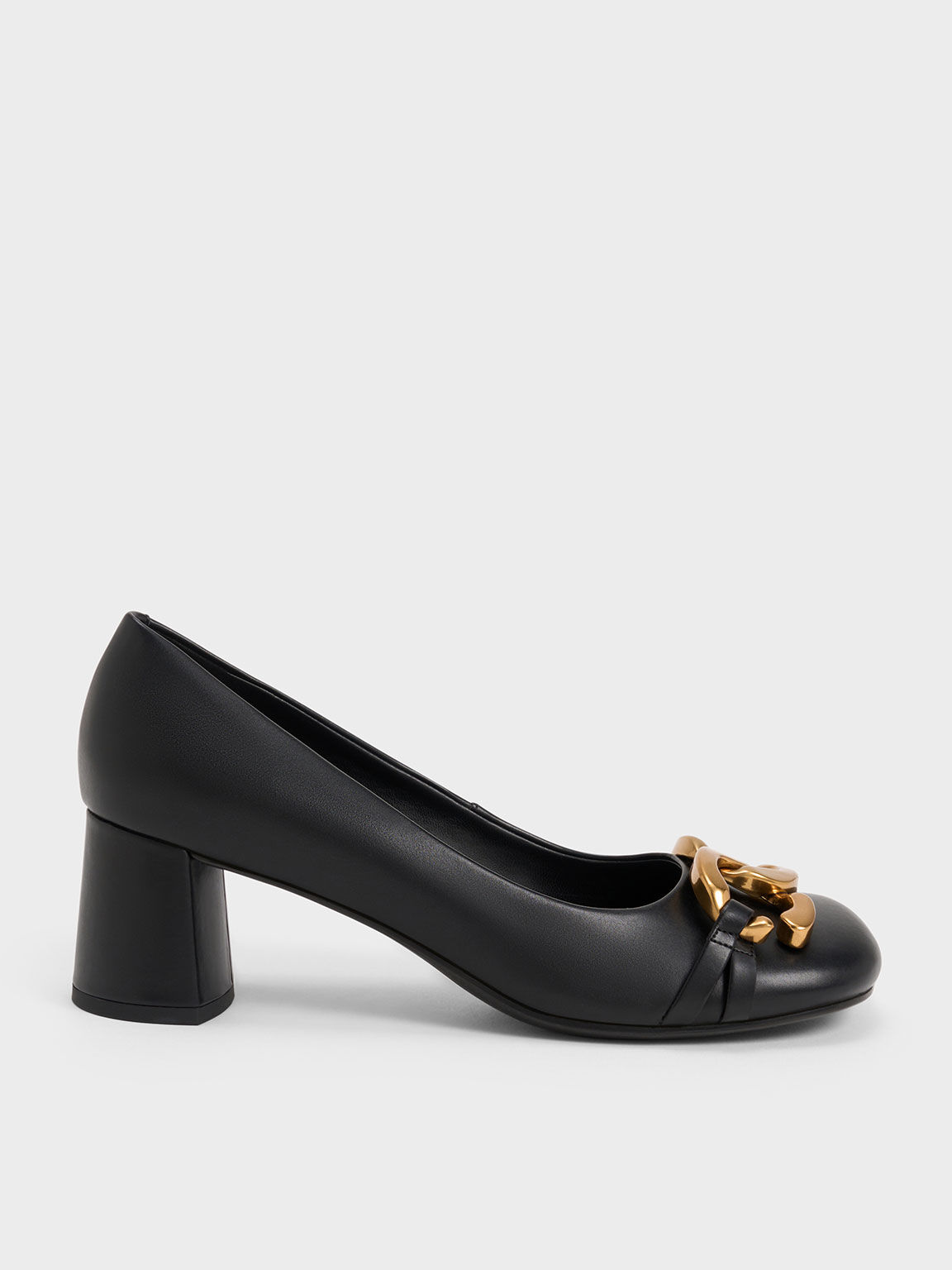 Chunky Metallic Accent Pumps, Black, hi-res