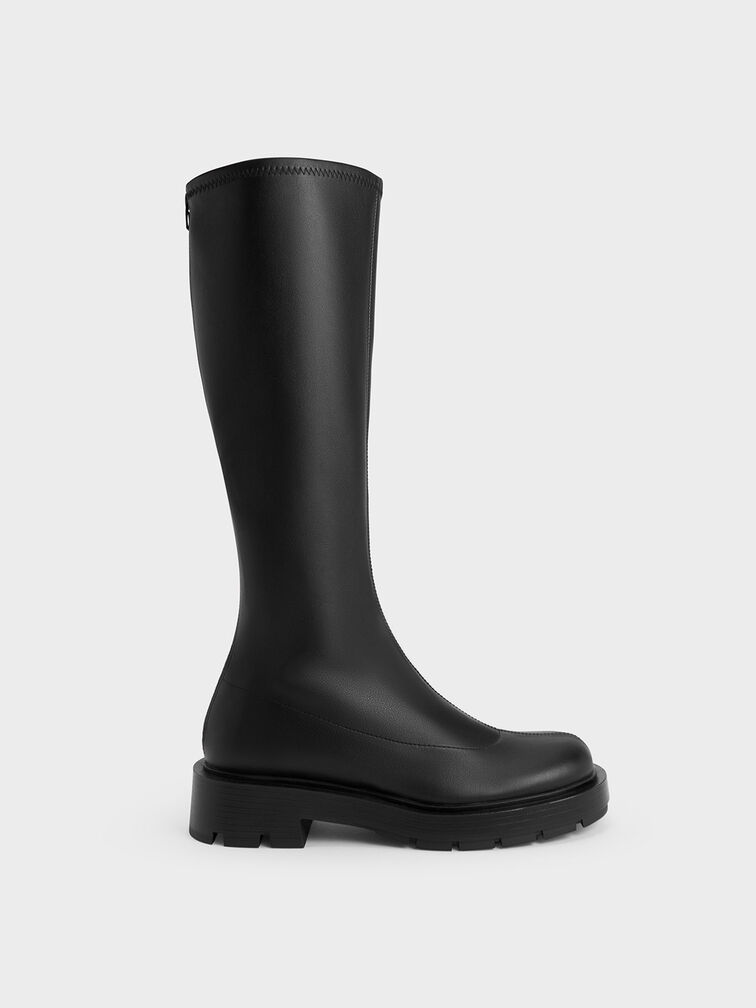 Block Heel Knee-High Boots, Black, hi-res