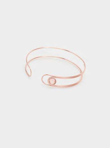 Gem-Embellished Cuff Bracelet, Rose Gold, hi-res