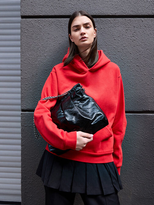 Bolso hobo Duo con doble cadena, Noir, hi-res