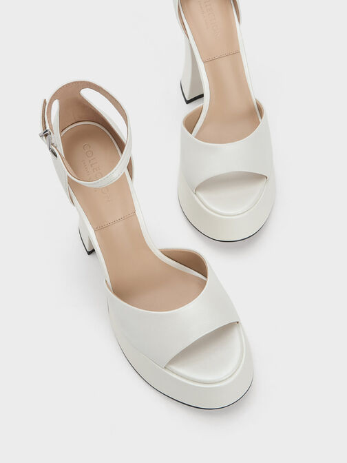 Michelle Leather Platform Sandals, White, hi-res