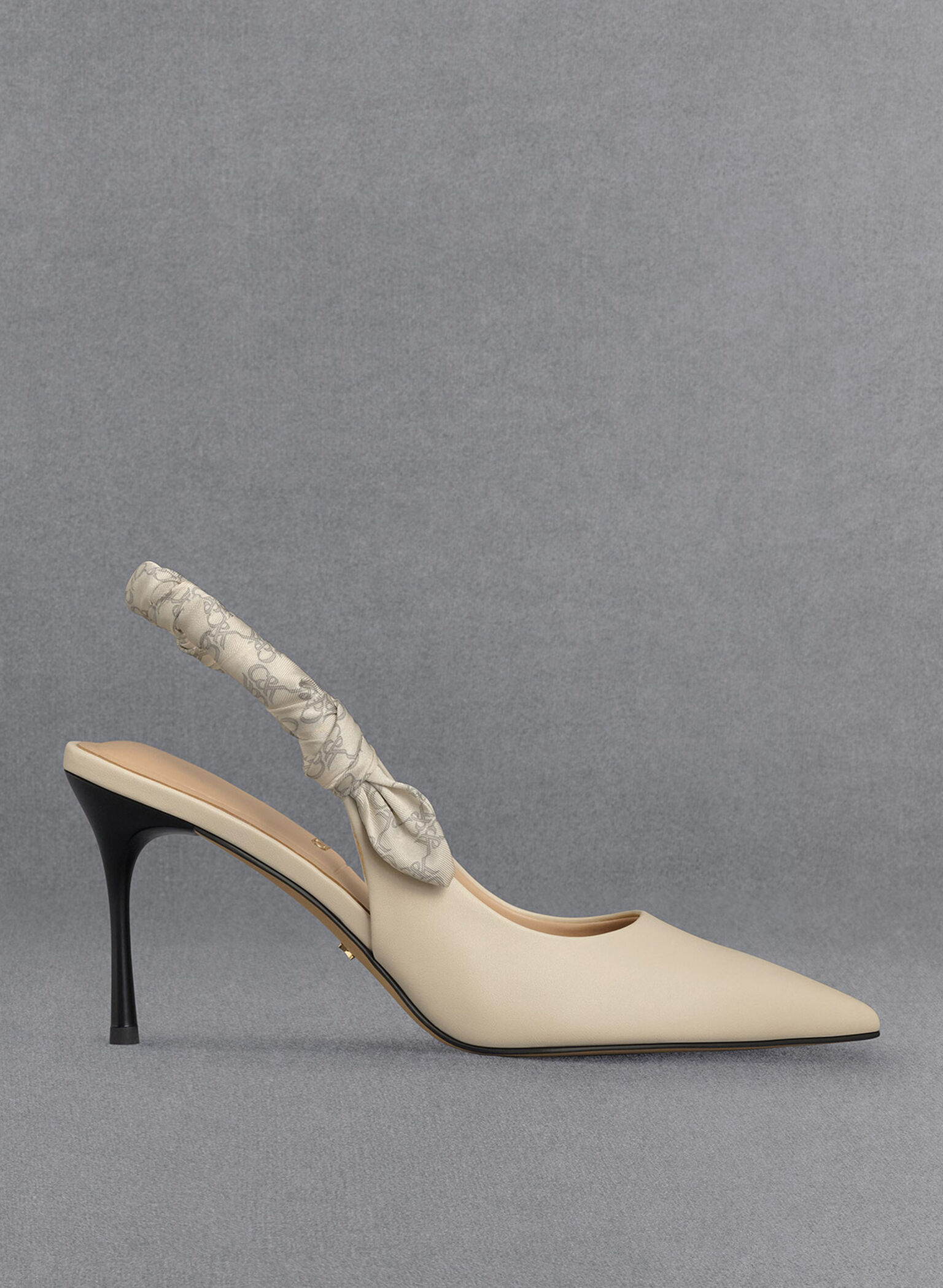 Zapatos de tacón destalonados de cuero efecto arrugado con estampado, Blanco tiza, hi-res