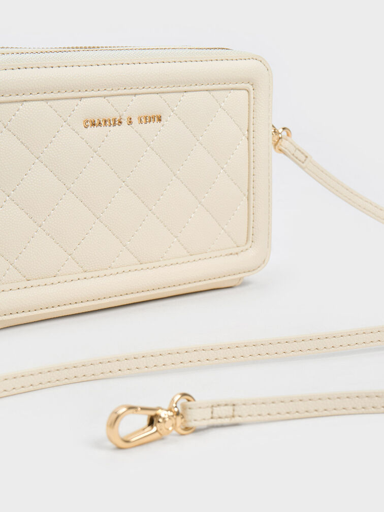 Cream Quilted Boxy Long Wallet - CHARLES & KEITH US