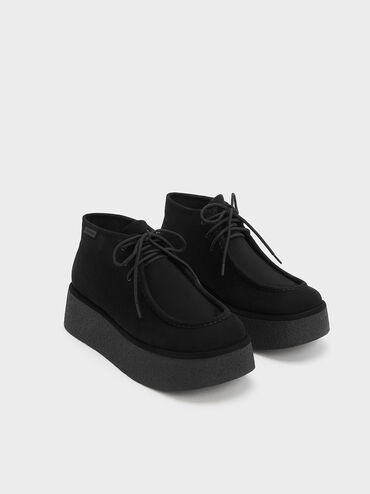 Molly Textured Flatform Ankle Boots, Black, hi-res