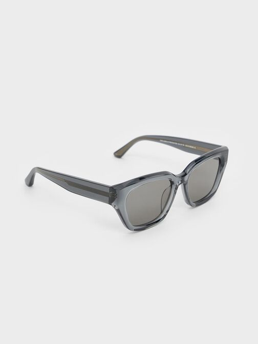 Recycled Acetate Cat-Eye Sunglasses, Navy, hi-res